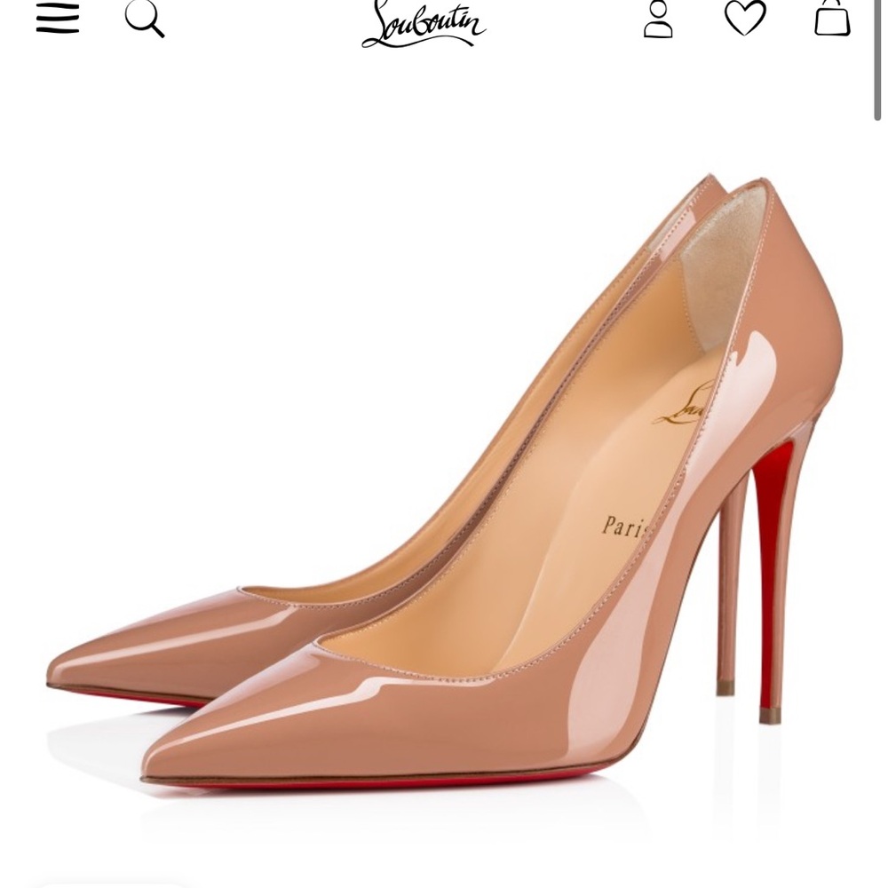 Christian Louboutin Decollete 554 100mm Patent Nude Pointed Heel size  38.5